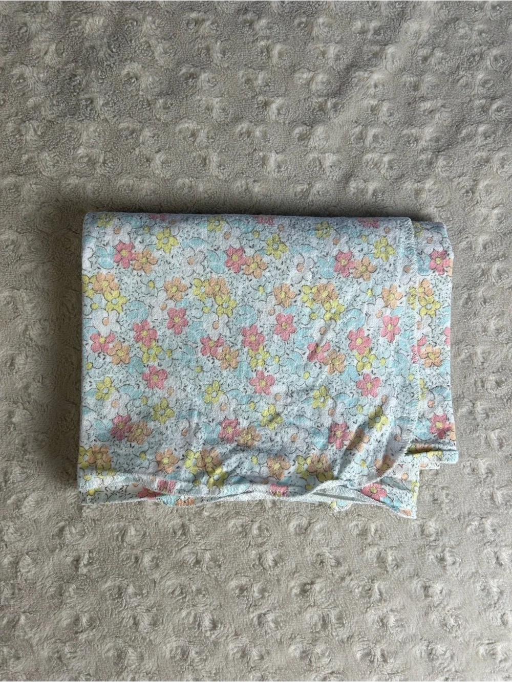 Carter's Pink Blue Floral Baby Receiving Blanket Flannel Cotton Yellow White